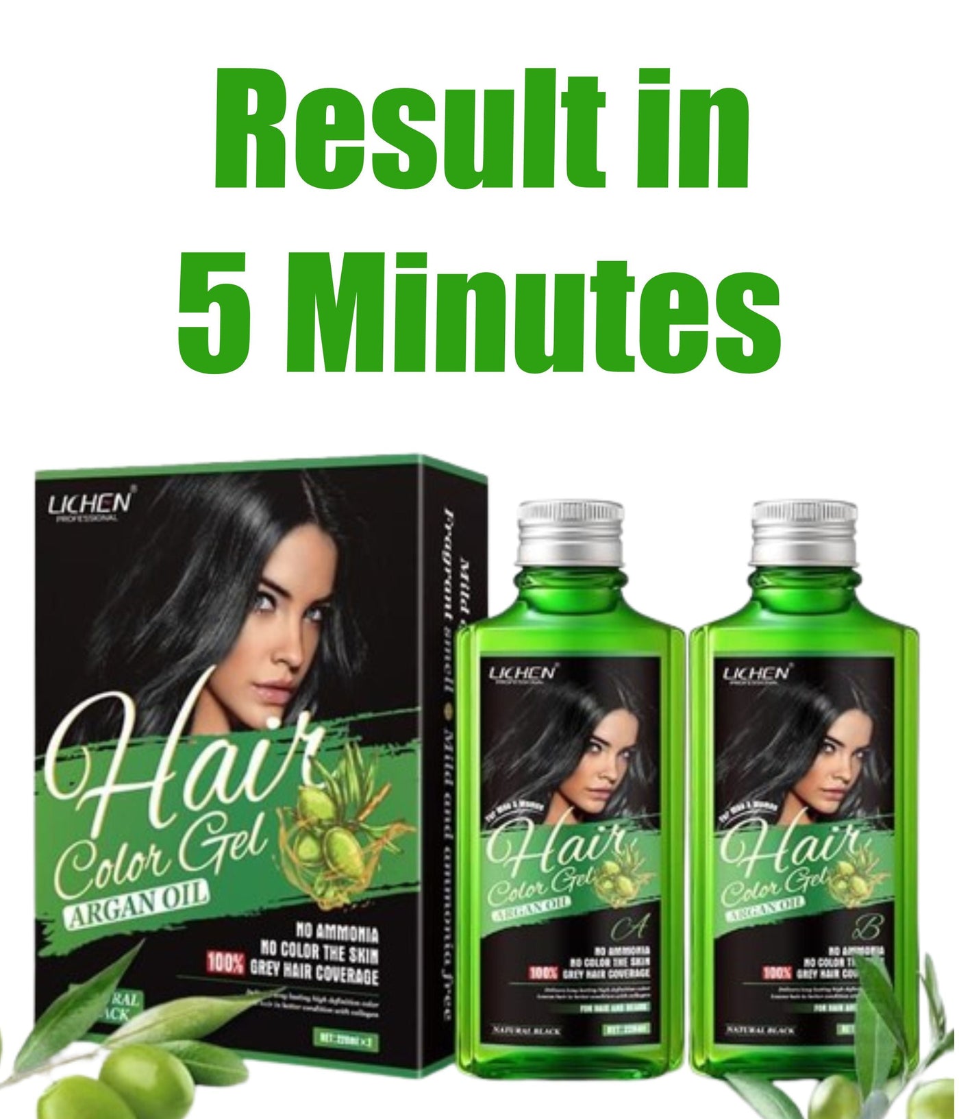 Lichen Hair Color Gel with Argan Oil Natural Black